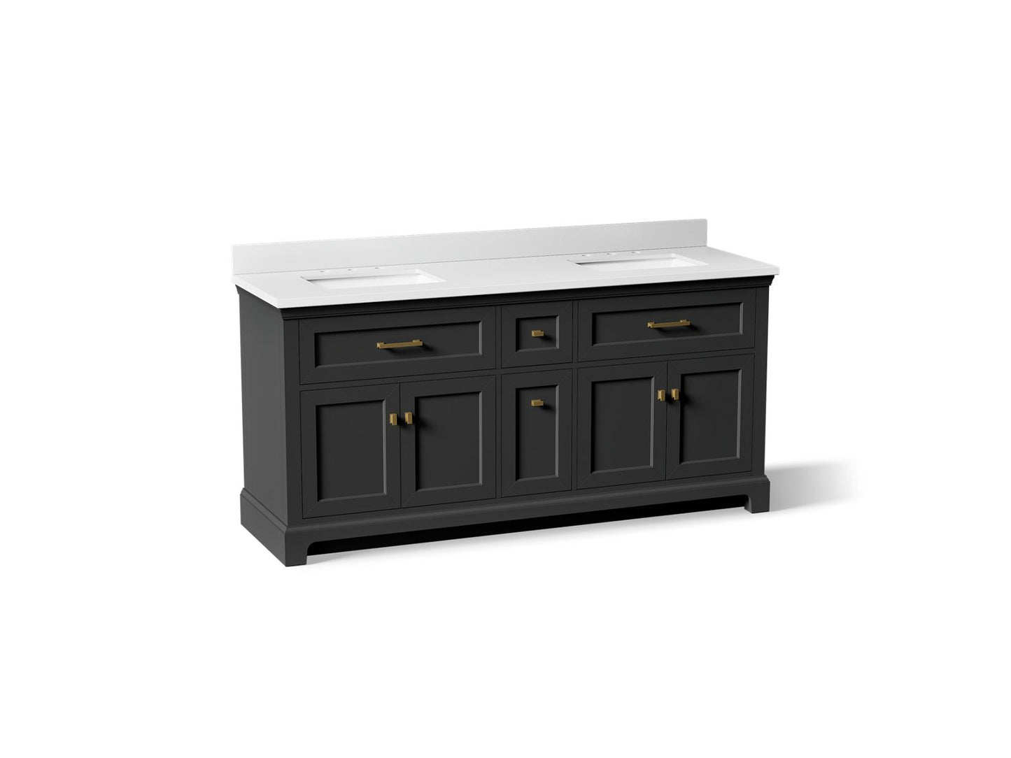 KOHLER K-29264-BD1 Charlemont 72" bathroom vanity cabinet with sinks and quartz top