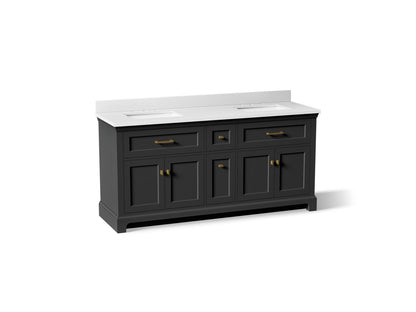 KOHLER K-29264-BD1 Charlemont 72" bathroom vanity cabinet with sinks and quartz top