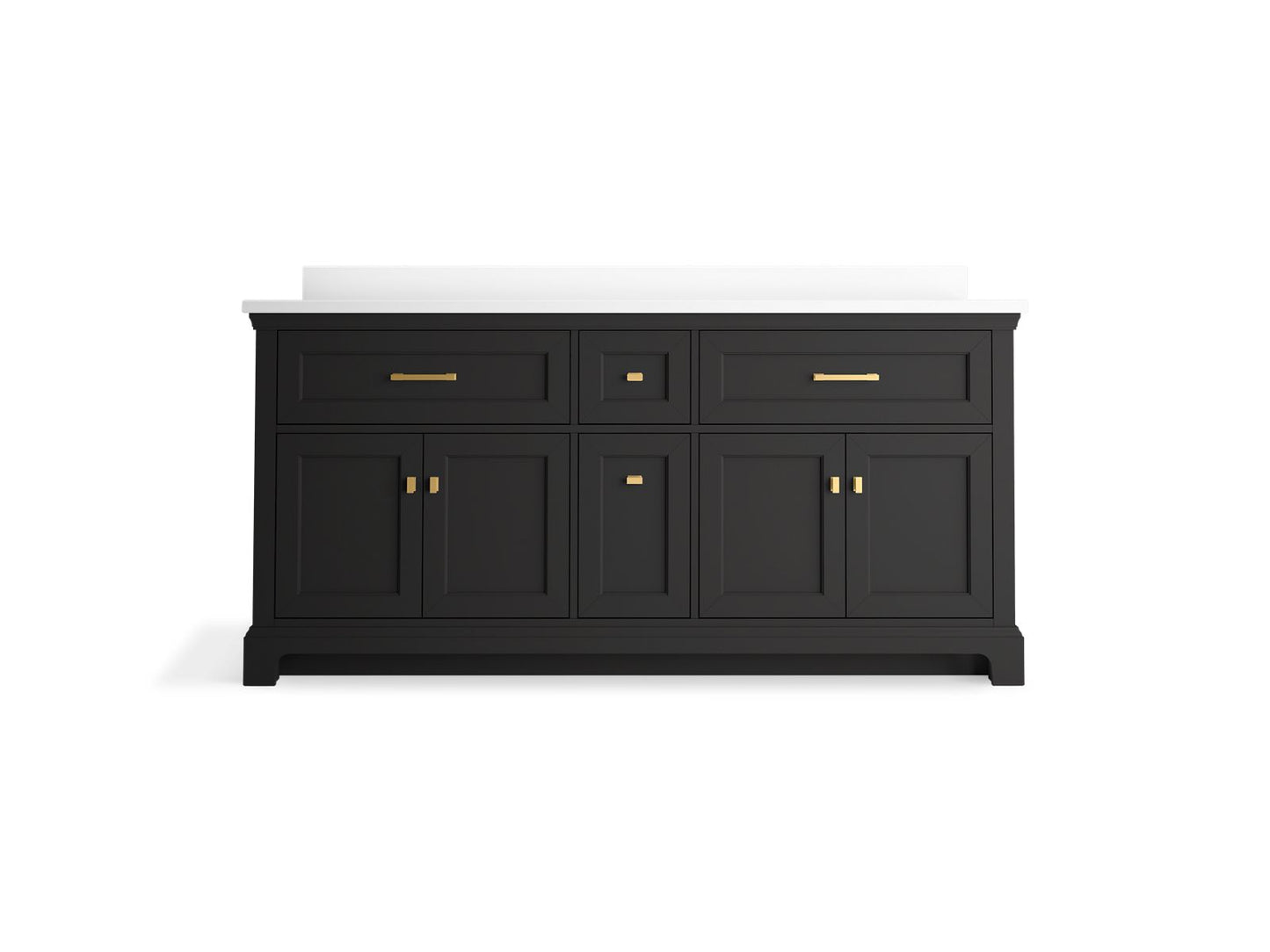 KOHLER K-29264-BD1 Charlemont 72" bathroom vanity cabinet with sinks and quartz top