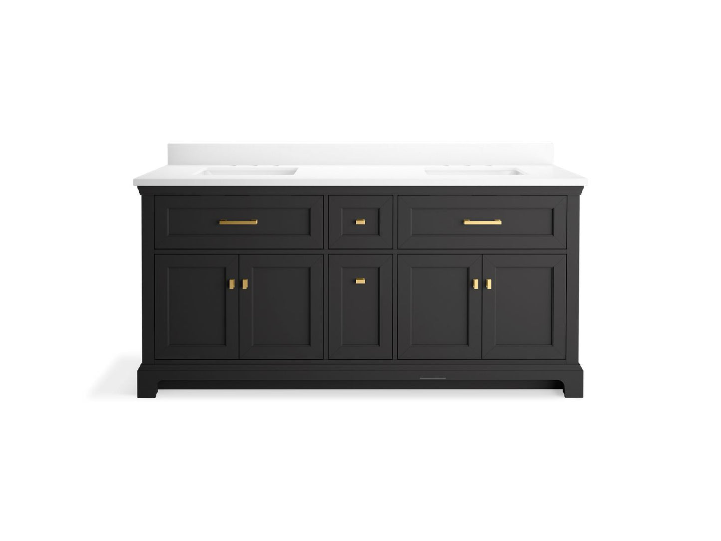 KOHLER K-29264-BD1 Charlemont 72" bathroom vanity cabinet with sinks and quartz top