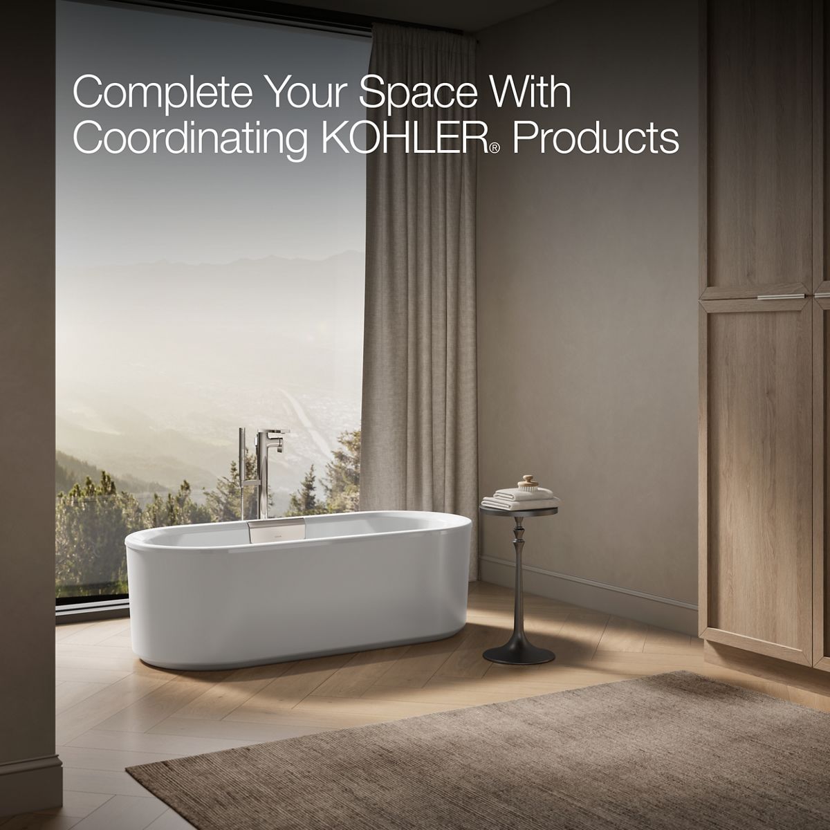 KOHLER K-29325-0 Volute 63" x 28-3/8" freestanding bath with shroud