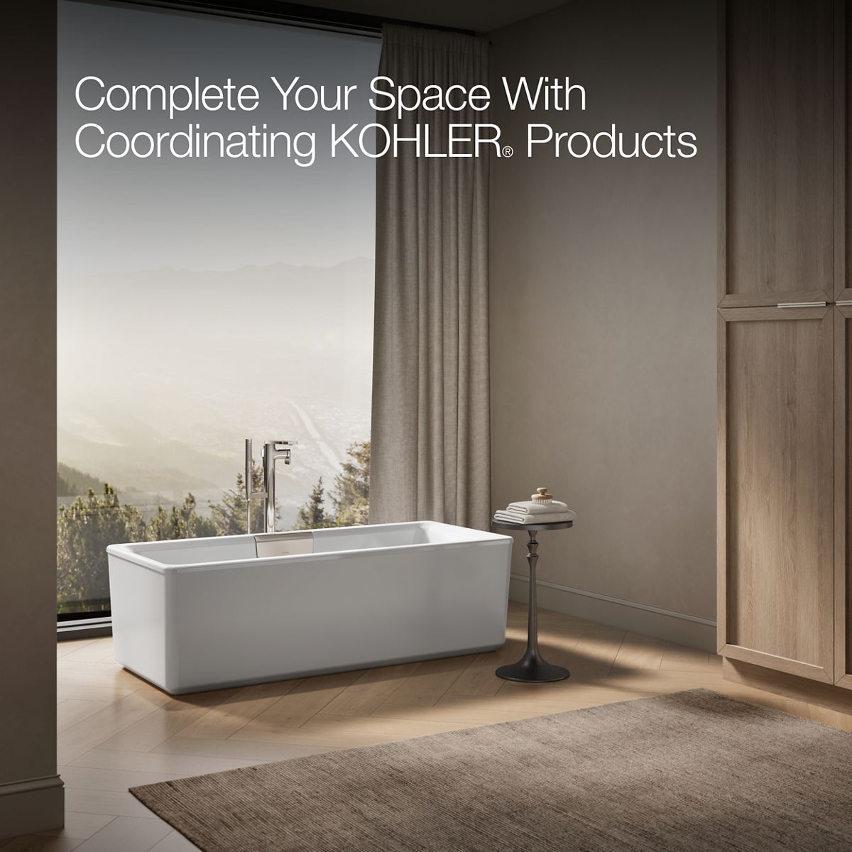 KOHLER K-29327-0 Volute 63" x 28-3/8" freestanding bath with shroud