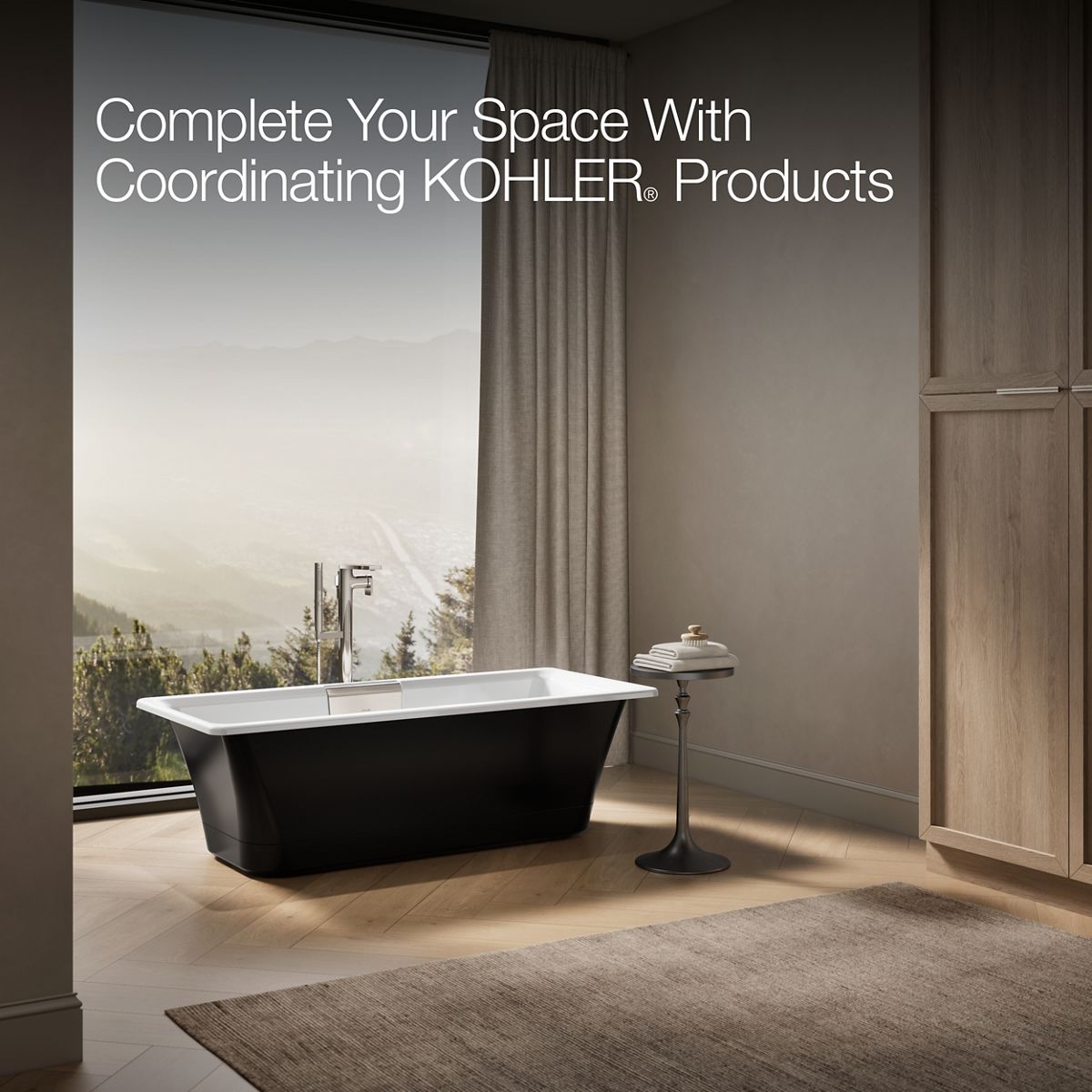KOHLER K-29328-P5 Volute 63" x 28-3/8" freestanding bath with base