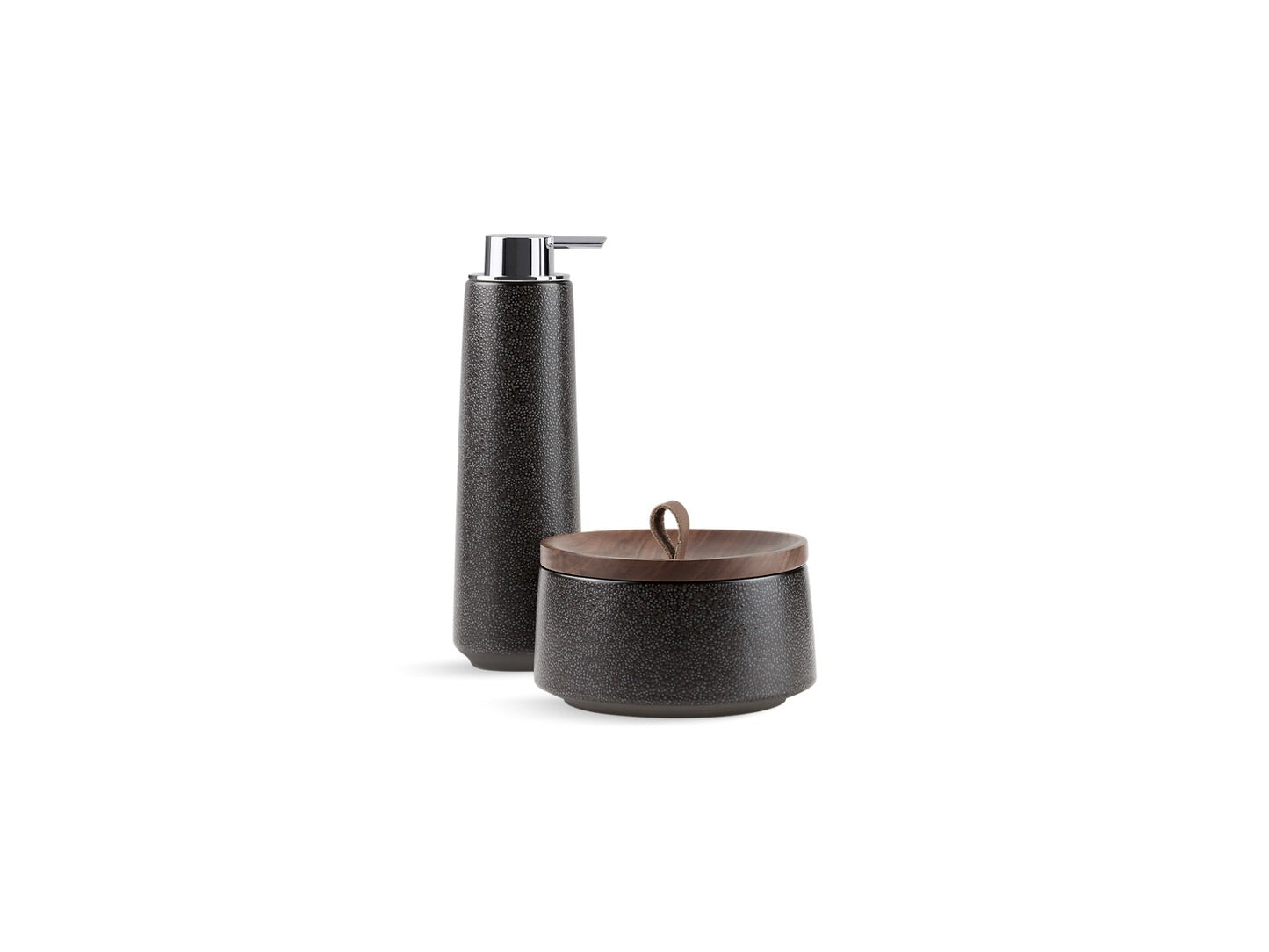 KOHLER K-29591-TB2 Bente Two-piece countertop accessory set, Ebony Pearl, shagreen ebony pearl