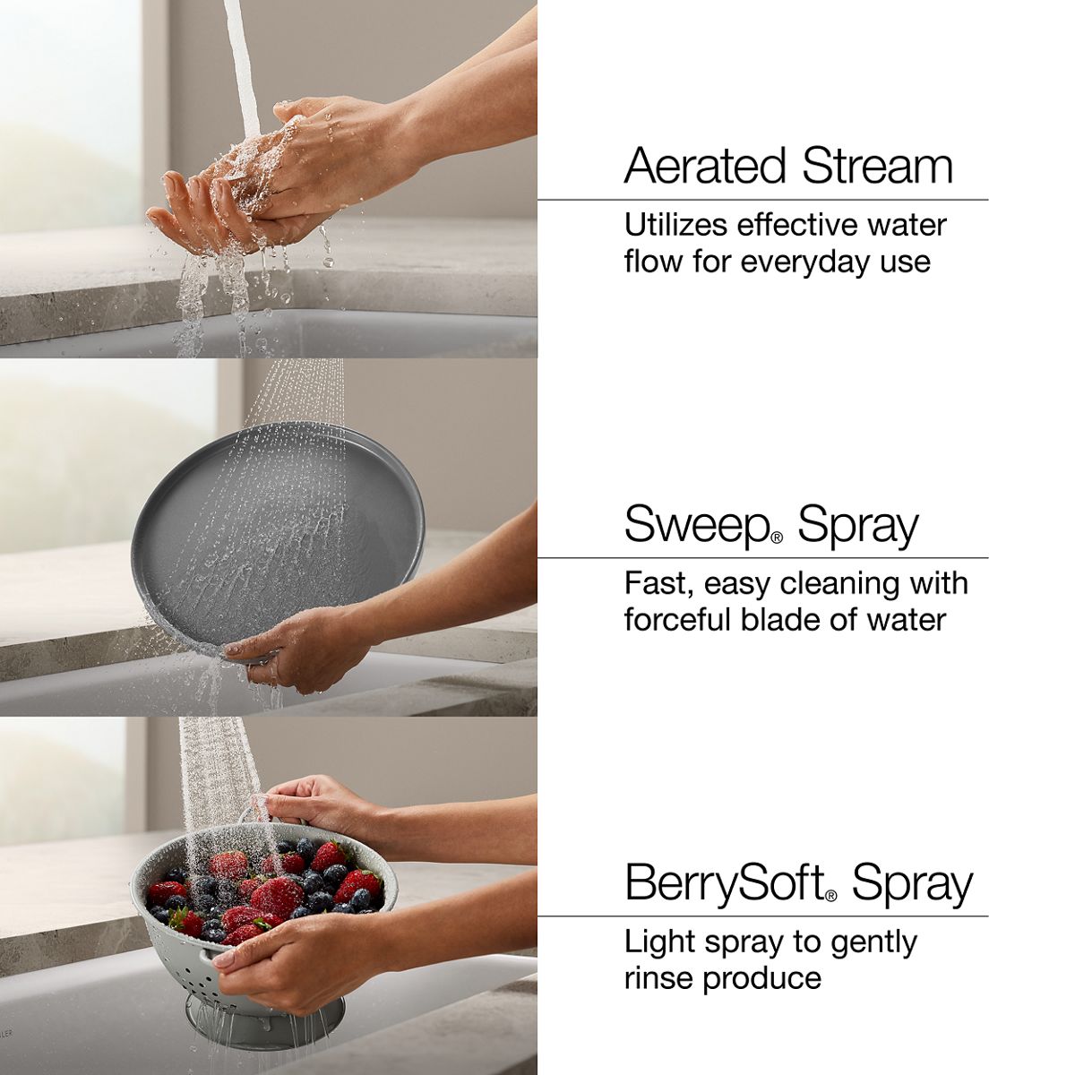 KOHLER K-29709 Artifacts Touchless pull-down kitchen sink faucet with three-function sprayhead