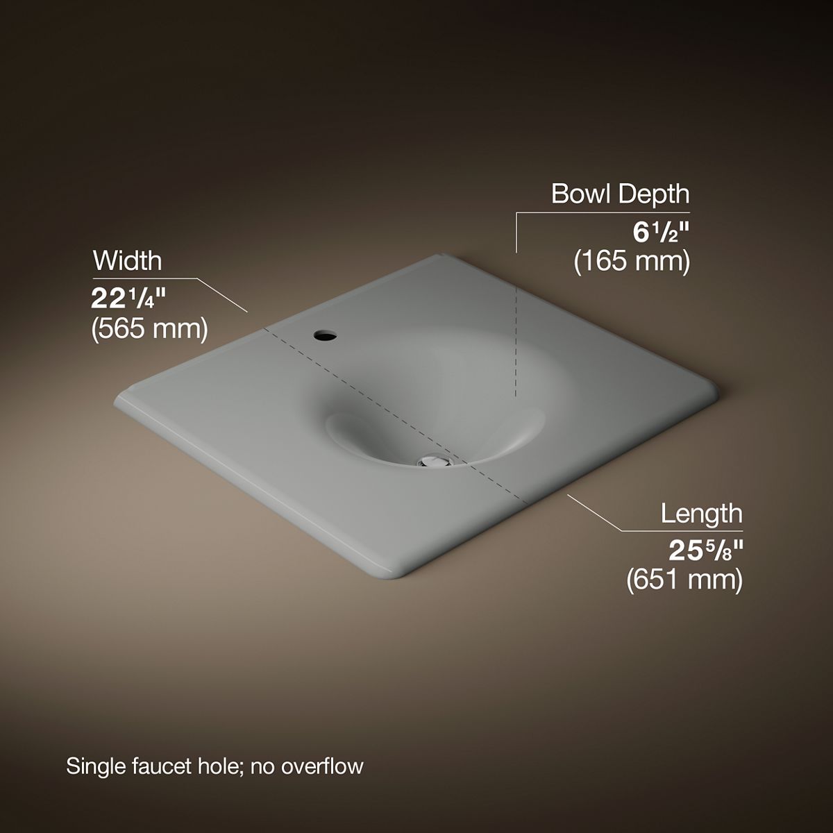 KOHLER Iron/Impressions 25" Enameled cast iron vanity top with integrated round sink