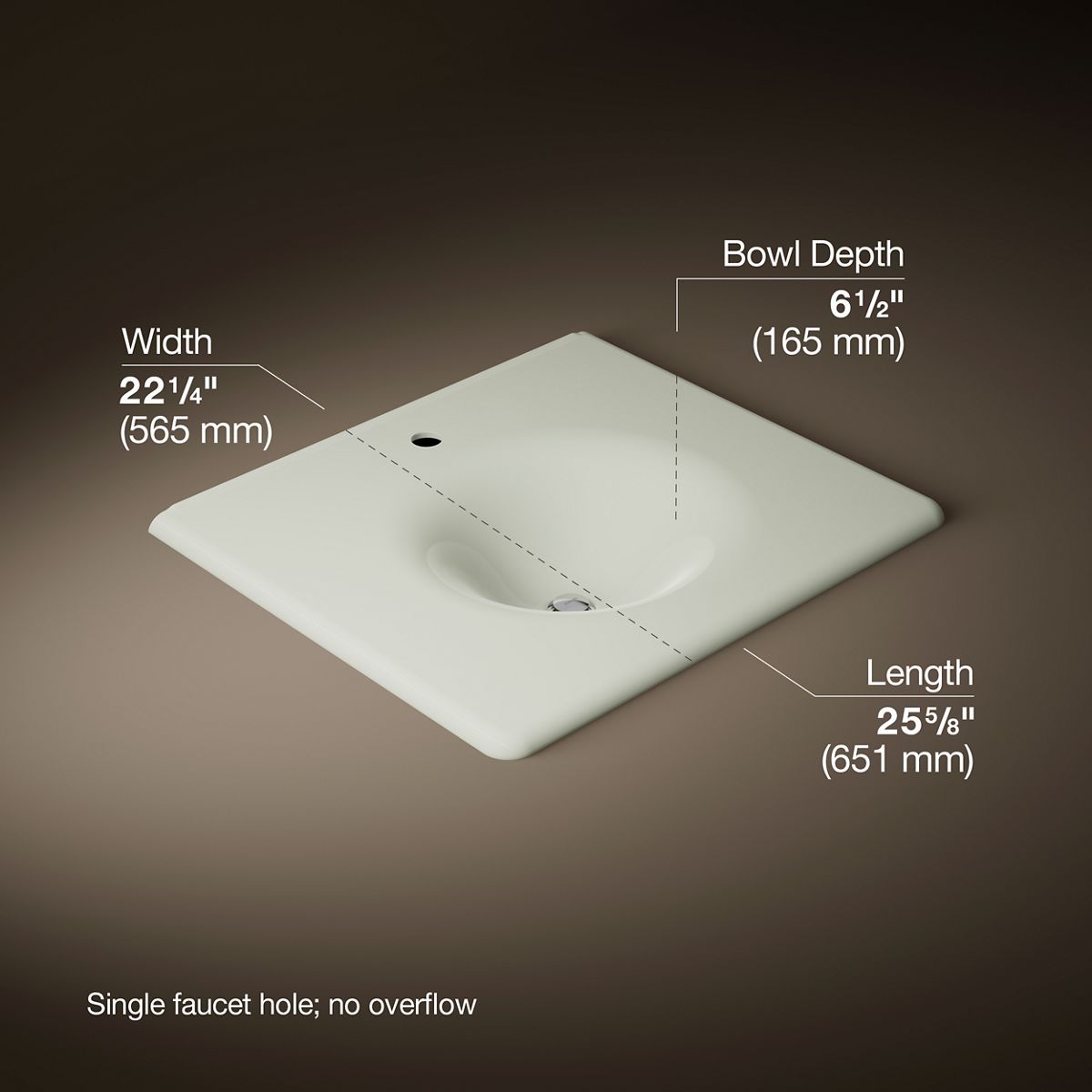 KOHLER Iron/Impressions 25" Enameled cast iron vanity top with integrated round sink