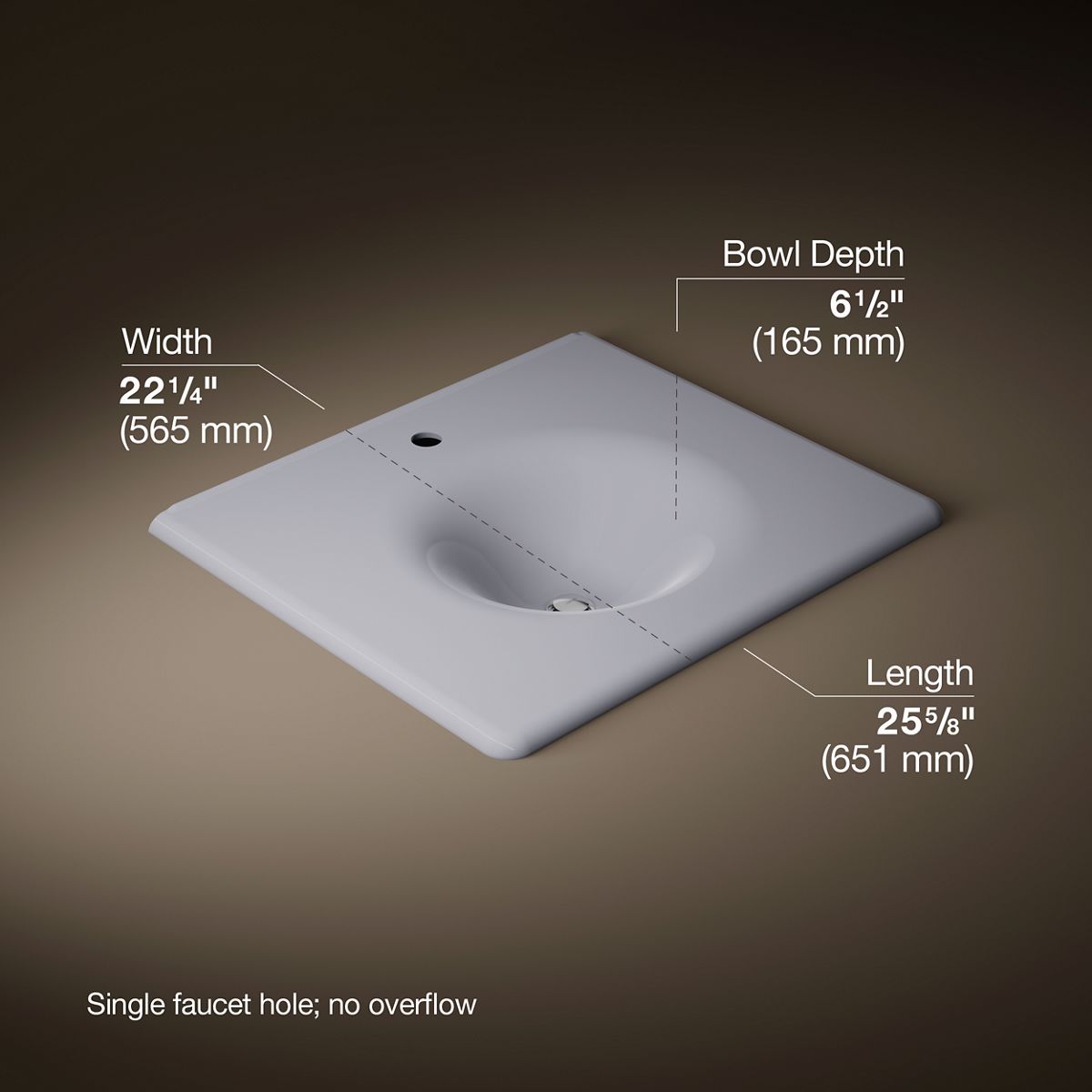 KOHLER Iron/Impressions 25" Enameled cast iron vanity top with integrated round sink
