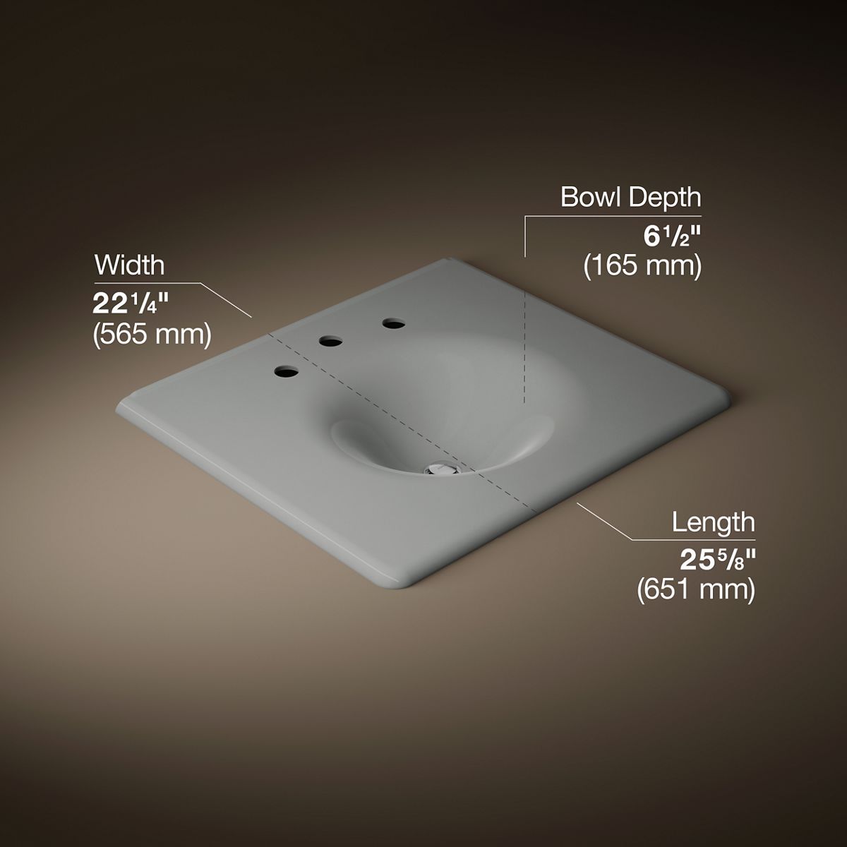 KOHLER Iron/Impressions 25" Enameled cast iron vanity top with integrated round sink