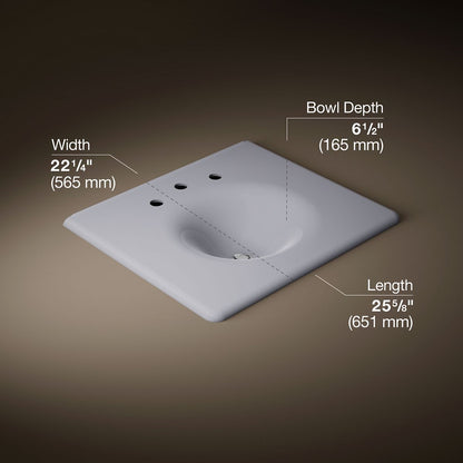 KOHLER Iron/Impressions 25" Enameled cast iron vanity top with integrated round sink