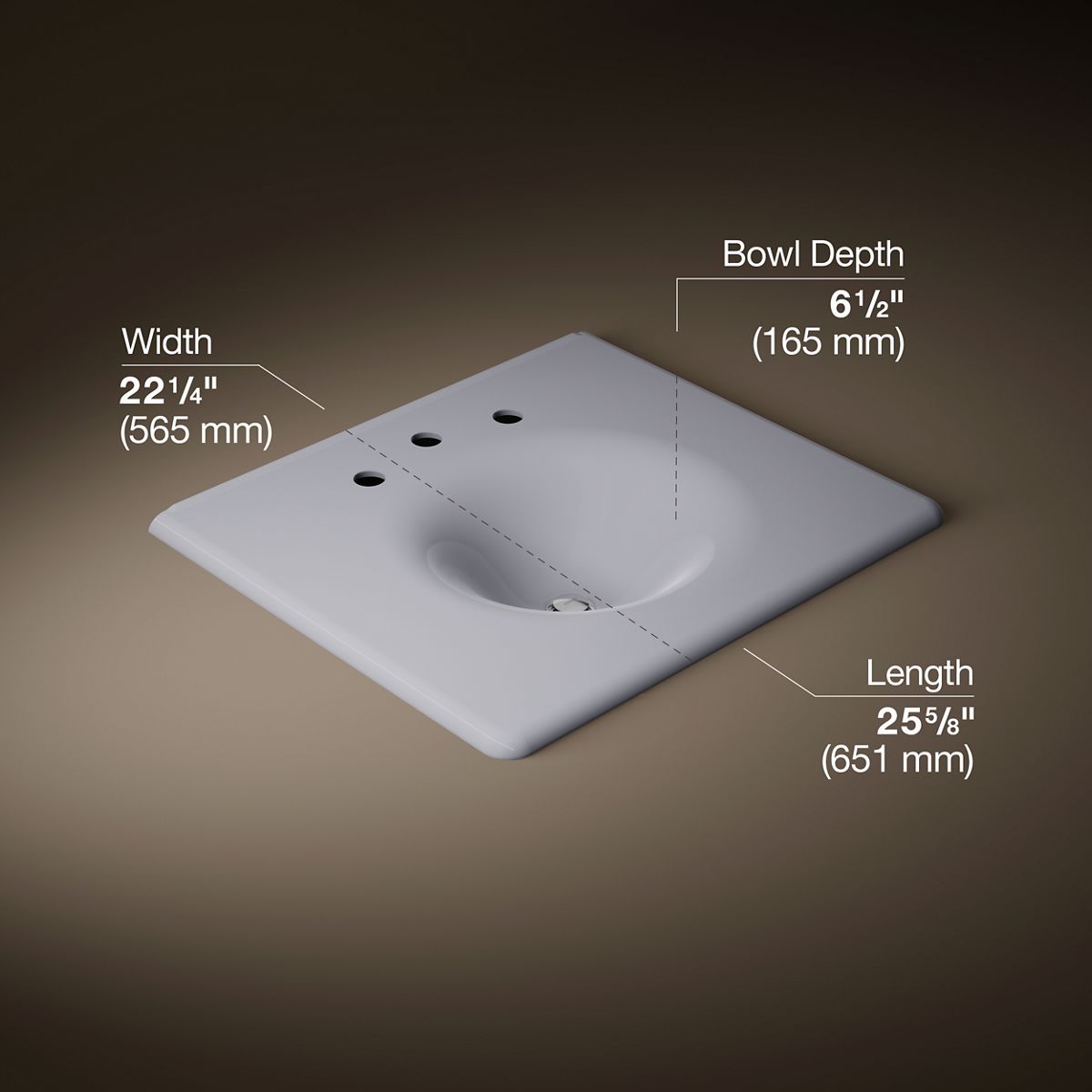 KOHLER Iron/Impressions 25" Enameled cast iron vanity top with integrated round sink