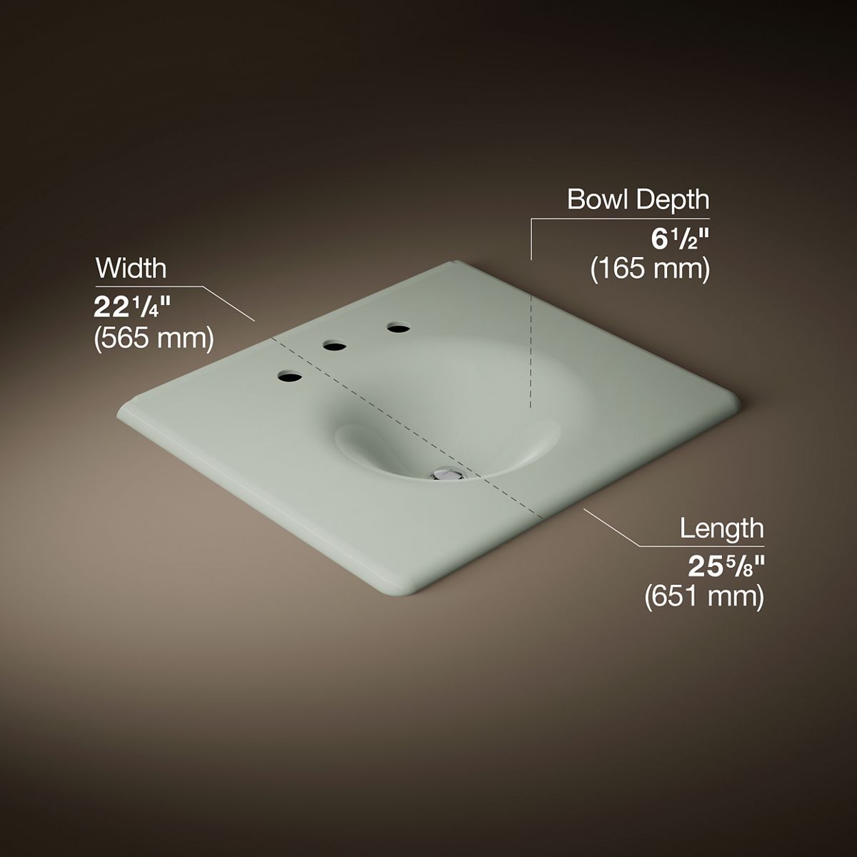 KOHLER Iron/Impressions 25" Enameled cast iron vanity top with integrated round sink