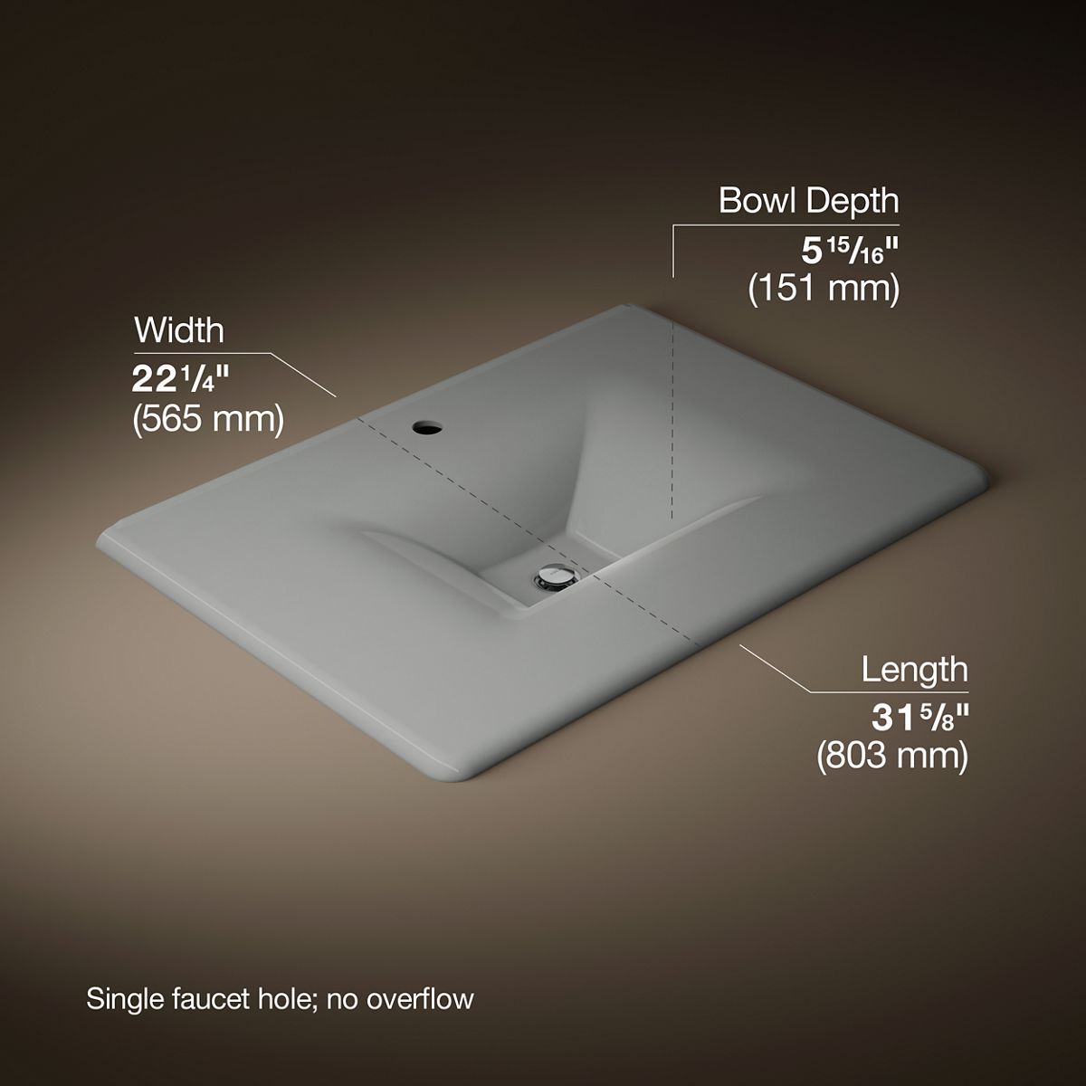 KOHLER Iron/Impressions 31" Enameled cast iron vanity top with integrated rectangular sink