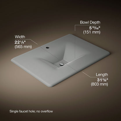 KOHLER Iron/Impressions 31" Enameled cast iron vanity top with integrated rectangular sink