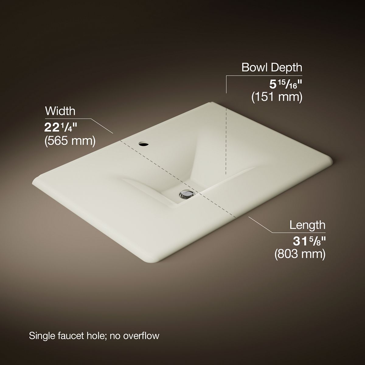 KOHLER Iron/Impressions 31" Enameled cast iron vanity top with integrated rectangular sink