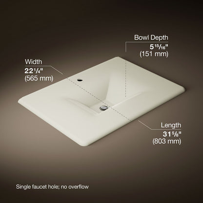 KOHLER Iron/Impressions 31" Enameled cast iron vanity top with integrated rectangular sink