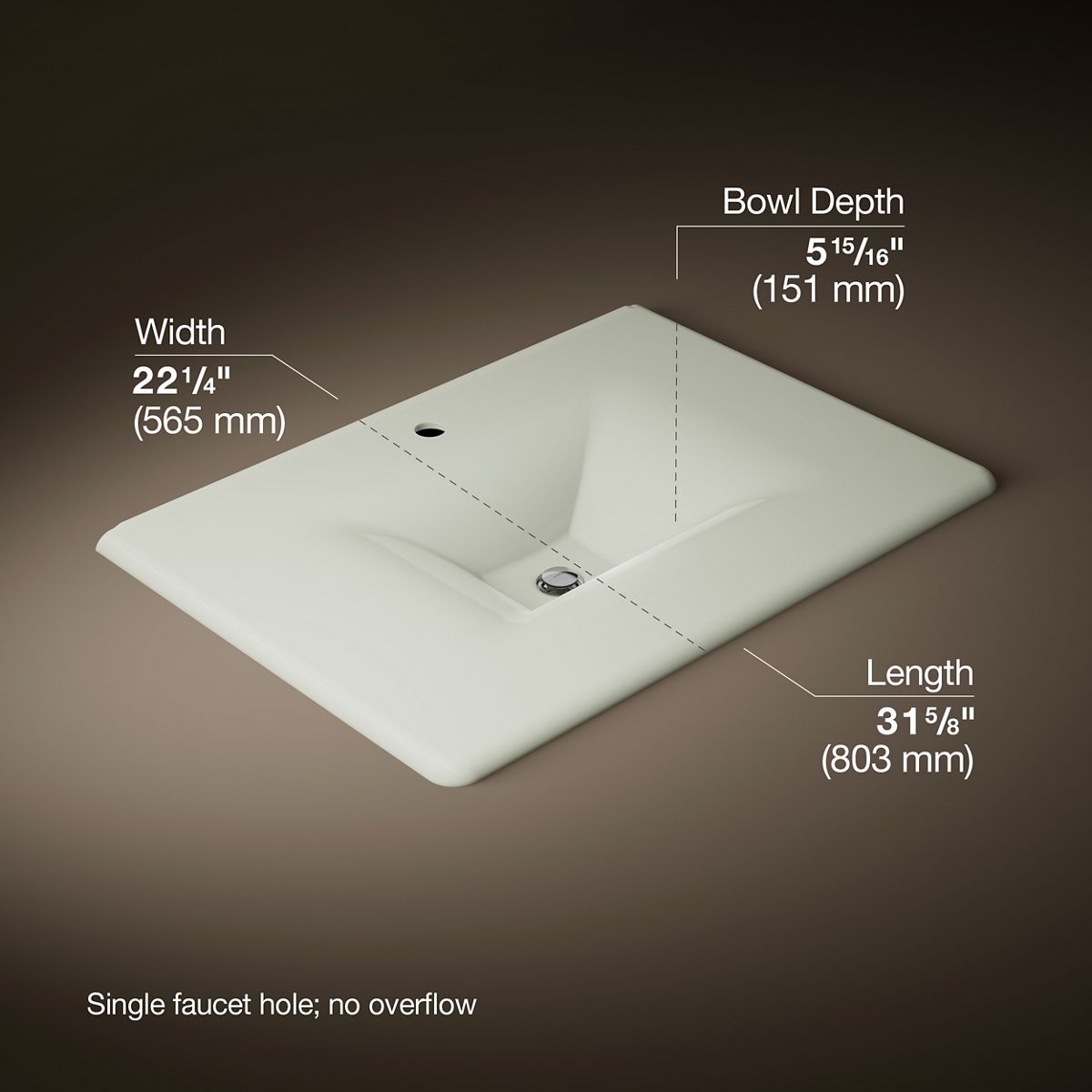 KOHLER Iron/Impressions 31" Enameled cast iron vanity top with integrated rectangular sink