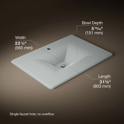 KOHLER Iron/Impressions 31" Enameled cast iron vanity top with integrated rectangular sink