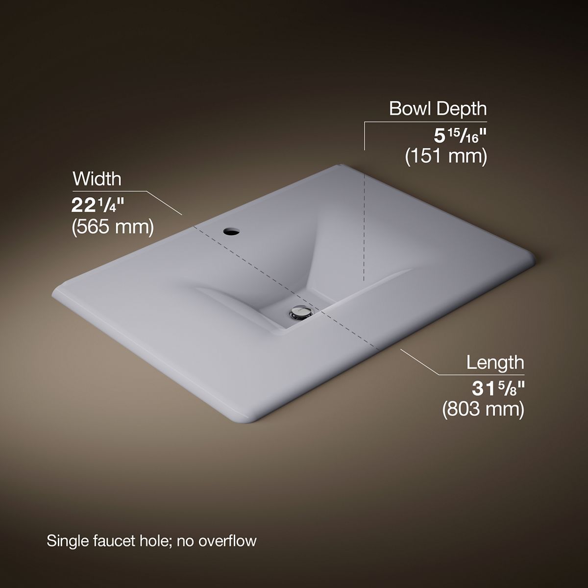 KOHLER Iron/Impressions 31" Enameled cast iron vanity top with integrated rectangular sink