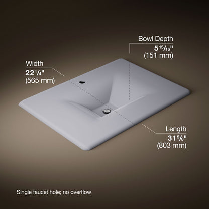 KOHLER Iron/Impressions 31" Enameled cast iron vanity top with integrated rectangular sink