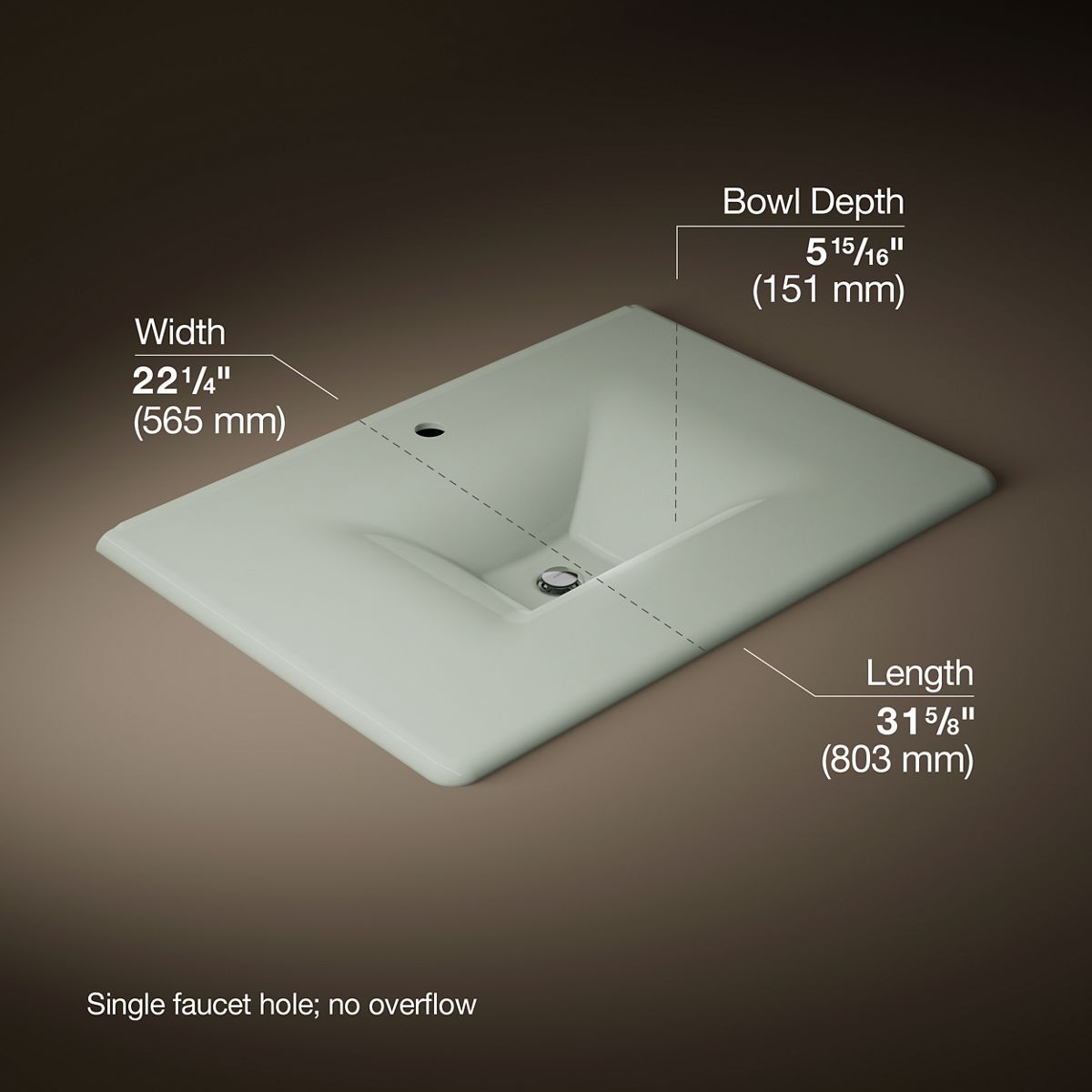KOHLER Iron/Impressions 31" Enameled cast iron vanity top with integrated rectangular sink