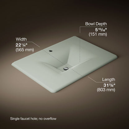 KOHLER Iron/Impressions 31" Enameled cast iron vanity top with integrated rectangular sink
