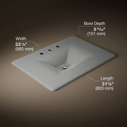 KOHLER Iron/Impressions 31" Enameled cast iron vanity top with integrated rectangular sink