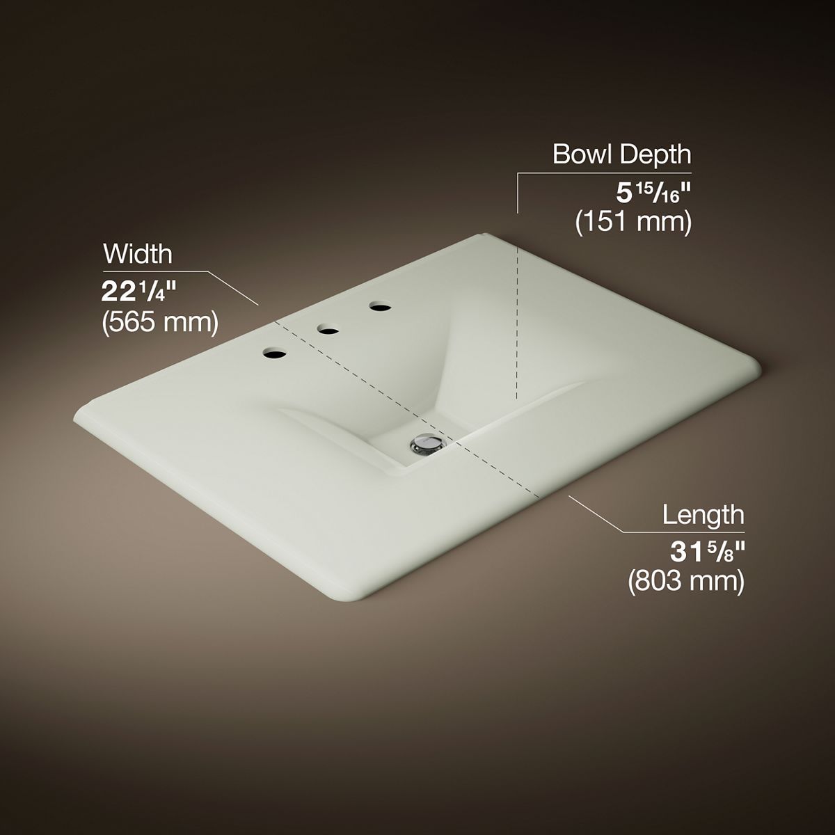 KOHLER Iron/Impressions 31" Enameled cast iron vanity top with integrated rectangular sink