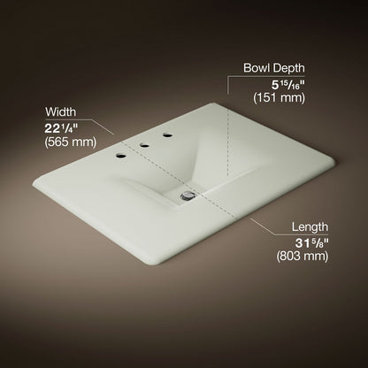 KOHLER Iron/Impressions 31" Enameled cast iron vanity top with integrated rectangular sink