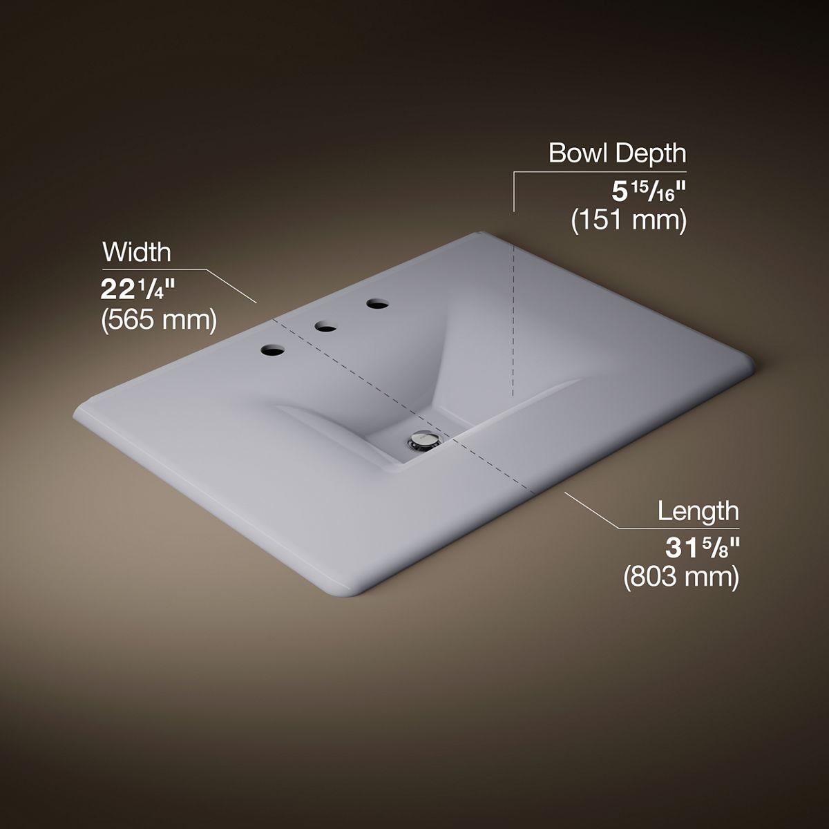 KOHLER Iron/Impressions 31" Enameled cast iron vanity top with integrated rectangular sink