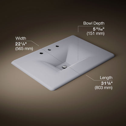 KOHLER Iron/Impressions 31" Enameled cast iron vanity top with integrated rectangular sink