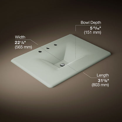 KOHLER Iron/Impressions 31" Enameled cast iron vanity top with integrated rectangular sink