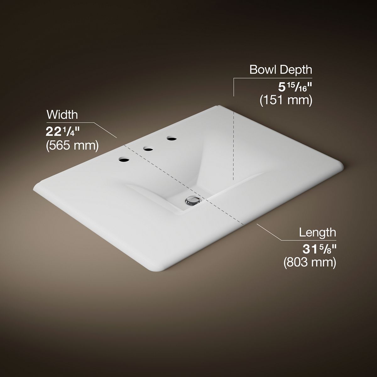 KOHLER Iron/Impressions 31" Enameled cast iron vanity top with integrated rectangular sink