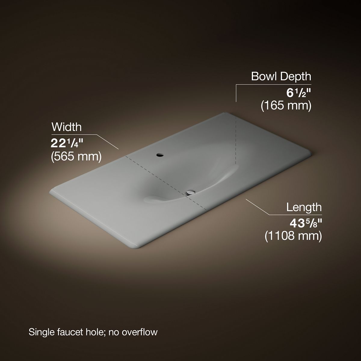 KOHLER Iron/Impressions 43" Enameled cast iron vanity top with integrated oval sink