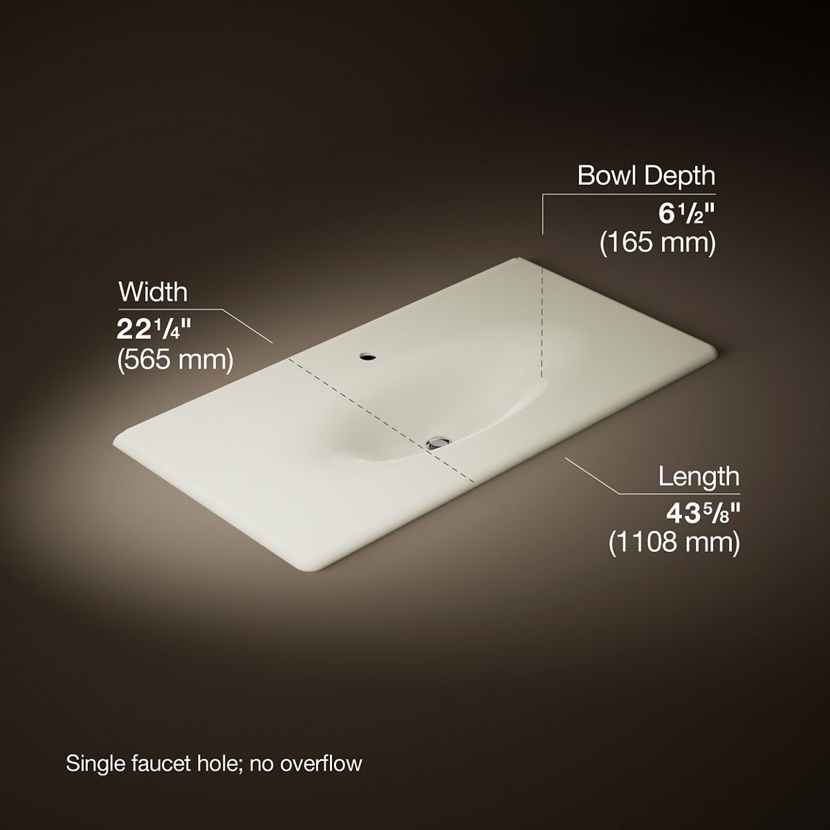 KOHLER Iron/Impressions 43" Enameled cast iron vanity top with integrated oval sink