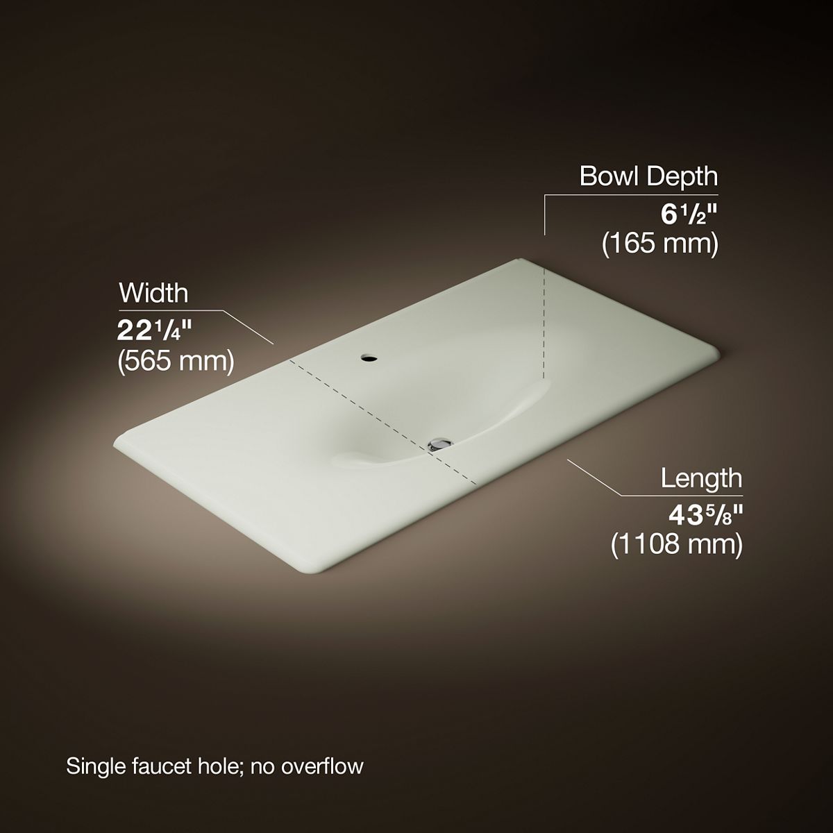 KOHLER Iron/Impressions 43" Enameled cast iron vanity top with integrated oval sink