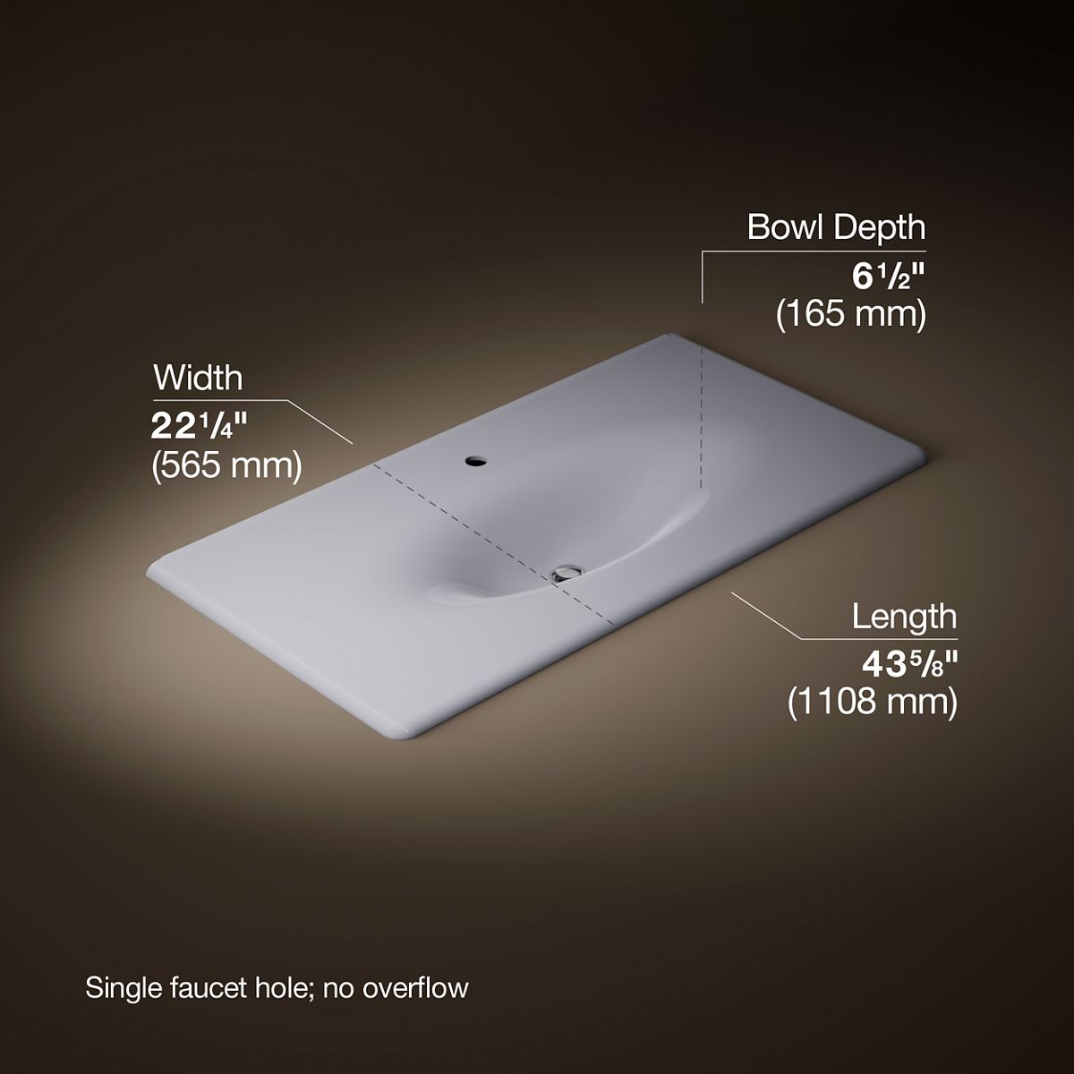 KOHLER Iron/Impressions 43" Enameled cast iron vanity top with integrated oval sink