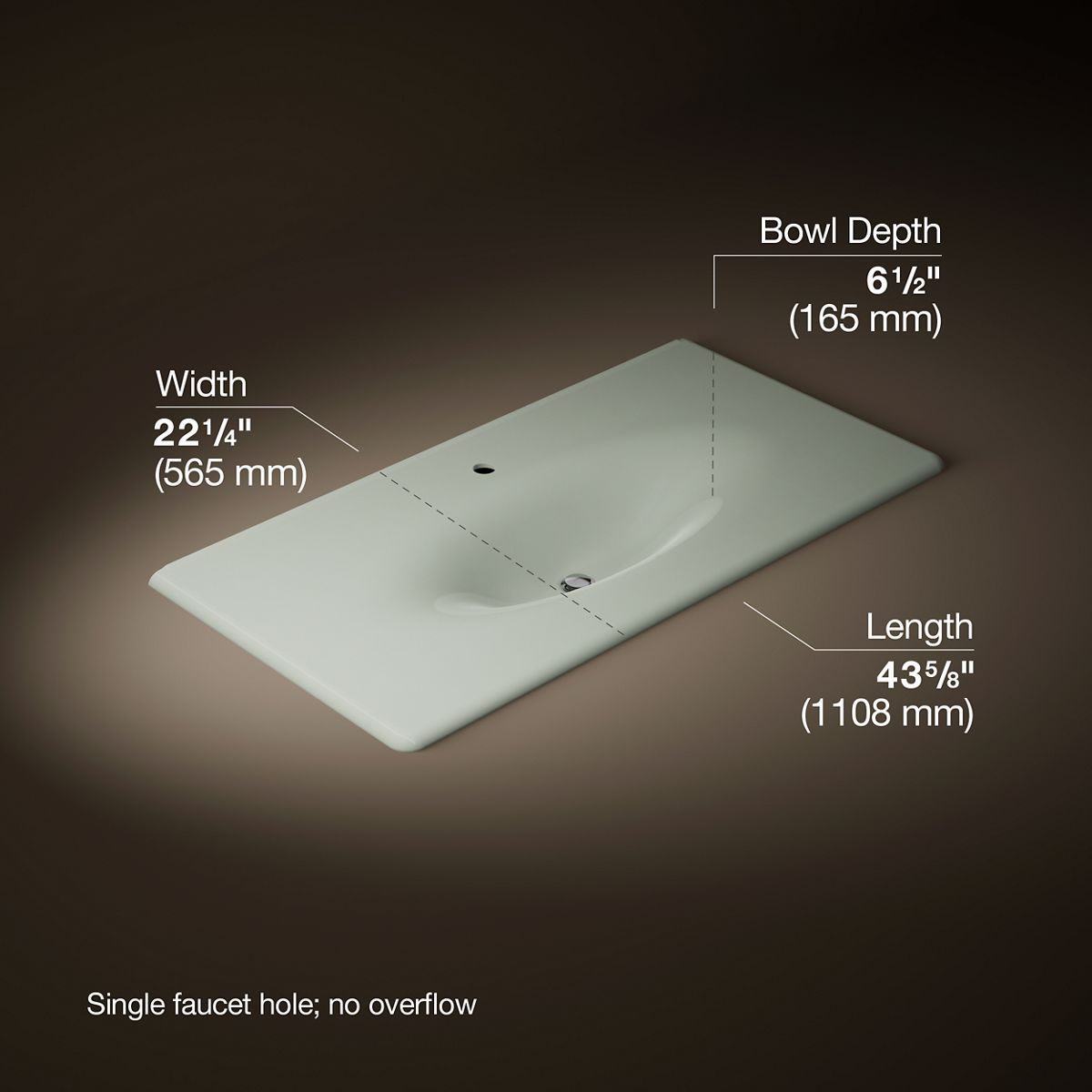 KOHLER Iron/Impressions 43" Enameled cast iron vanity top with integrated oval sink