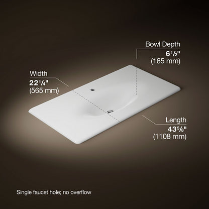 KOHLER Iron/Impressions 43" Enameled cast iron vanity top with integrated oval sink