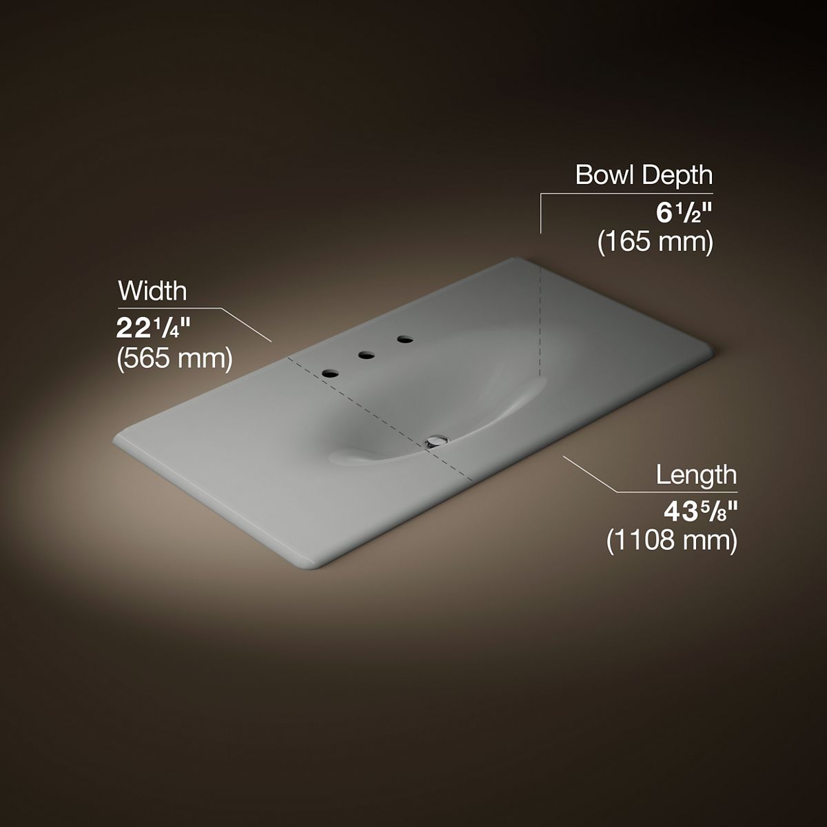 KOHLER Iron/Impressions 43" Enameled cast iron vanity top with integrated oval sink