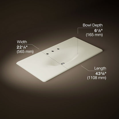 KOHLER Iron/Impressions 43" Enameled cast iron vanity top with integrated oval sink