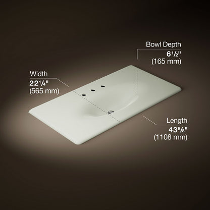 KOHLER Iron/Impressions 43" Enameled cast iron vanity top with integrated oval sink