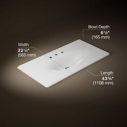 KOHLER Iron/Impressions 43" Enameled cast iron vanity top with integrated oval sink