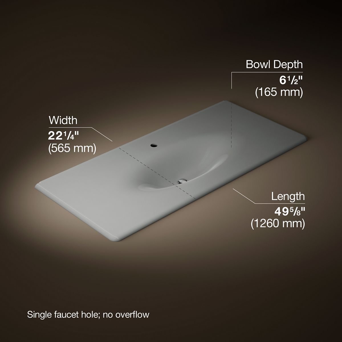 KOHLER Iron/Impressions 49" Enameled cast iron vanity top with integrated oval sink