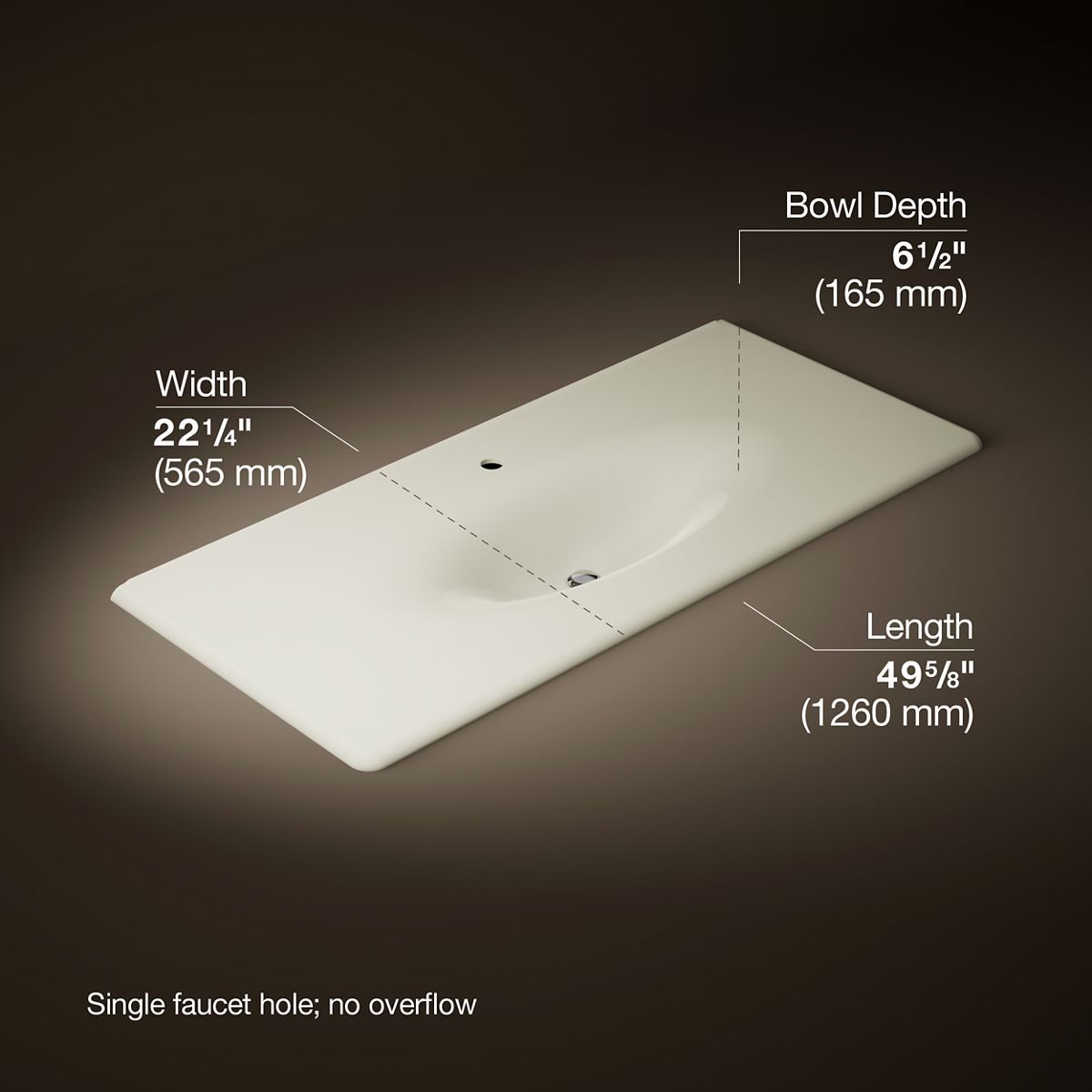 KOHLER Iron/Impressions 49" Enameled cast iron vanity top with integrated oval sink