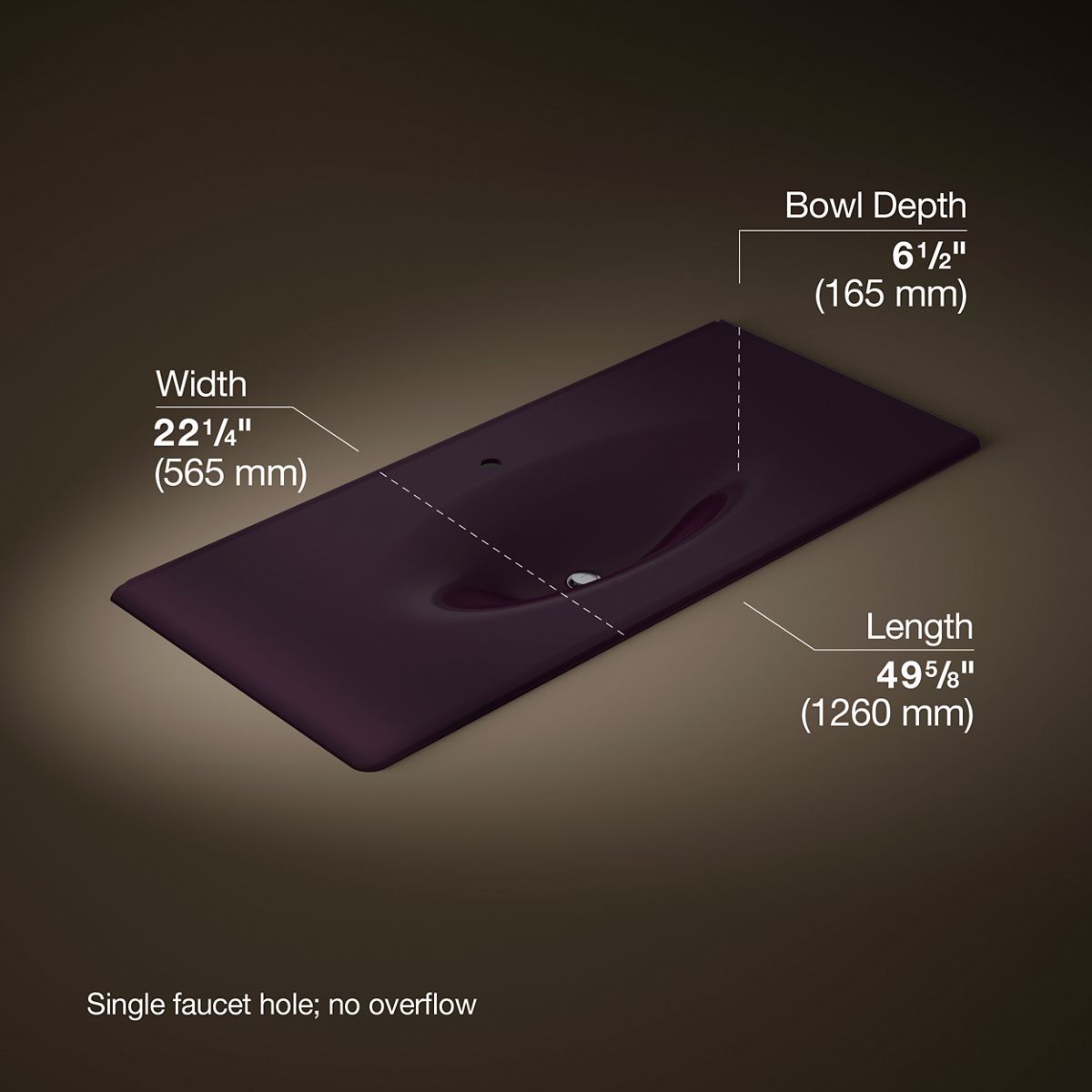 KOHLER Iron/Impressions 49" Enameled cast iron vanity top with integrated oval sink
