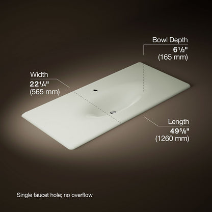 KOHLER Iron/Impressions 49" Enameled cast iron vanity top with integrated oval sink