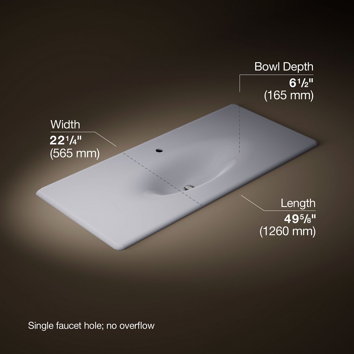 KOHLER Iron/Impressions 49" Enameled cast iron vanity top with integrated oval sink