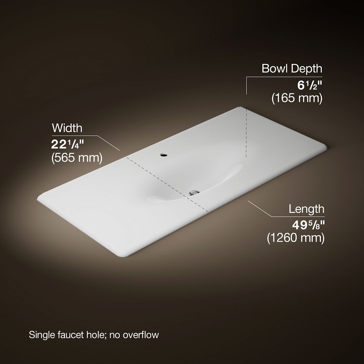 KOHLER Iron/Impressions 49" Enameled cast iron vanity top with integrated oval sink