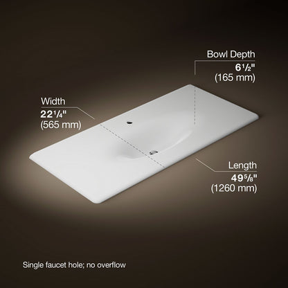 KOHLER Iron/Impressions 49" Enameled cast iron vanity top with integrated oval sink